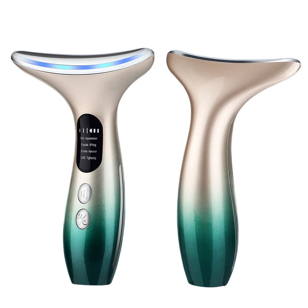EMS Facial Lifting-Neck Face Beauty Device 3 Colors Led Photon Therapy Anti Wrinkle Double Chin Remover Skin Care Tools