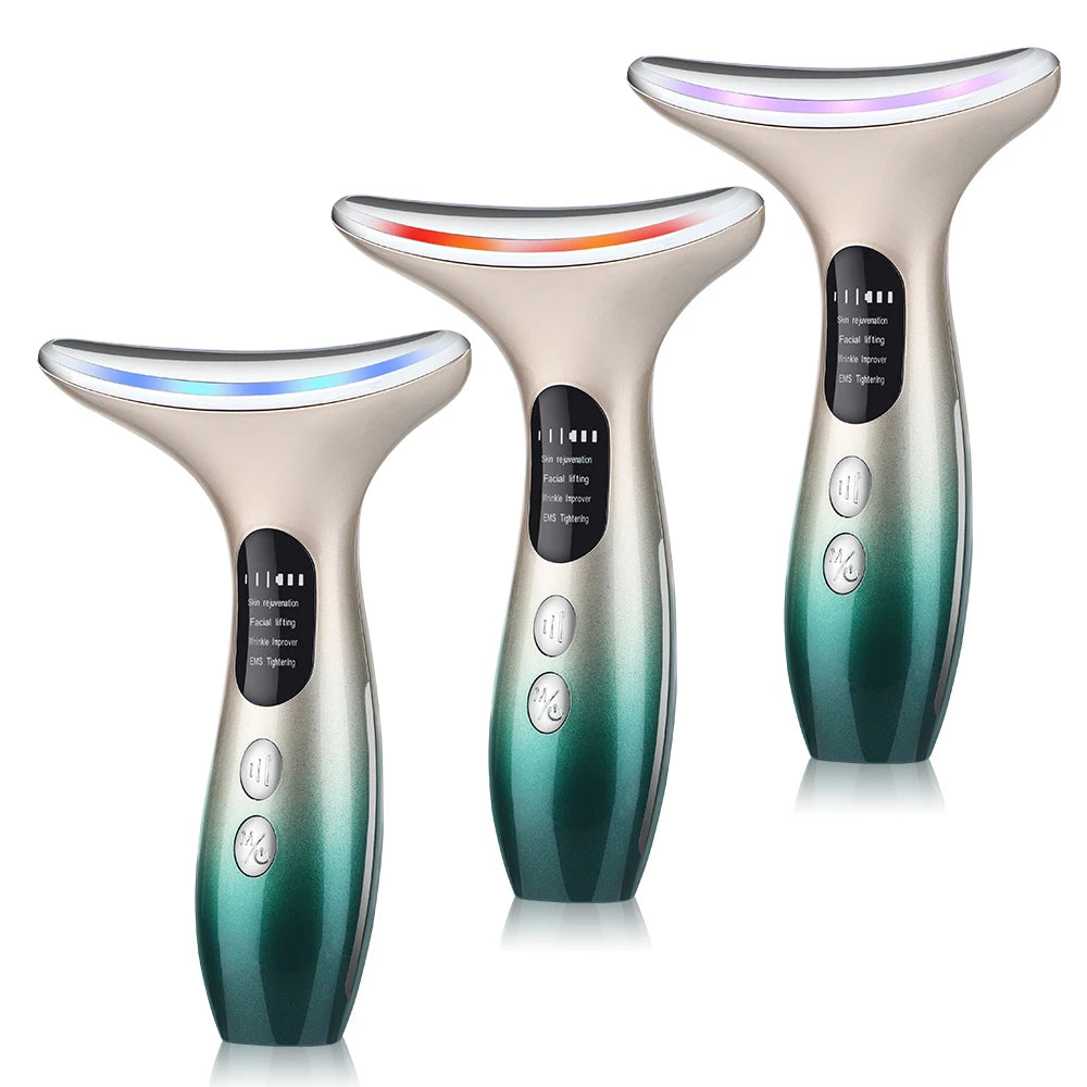 EMS Facial Lifting-Neck Face Beauty Device 3 Colors Led Photon Therapy Anti Wrinkle Double Chin Remover Skin Care Tools