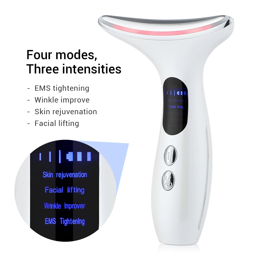 EMS Facial Lifting-Neck Face Beauty Device 3 Colors Led Photon Therapy Anti Wrinkle Double Chin Remover Skin Care Tools