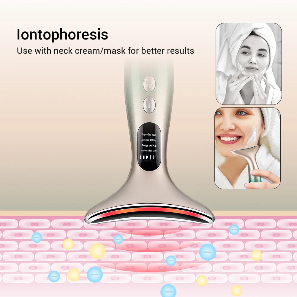 EMS Facial Lifting-Neck Face Beauty Device 3 Colors Led Photon Therapy Anti Wrinkle Double Chin Remover Skin Care Tools