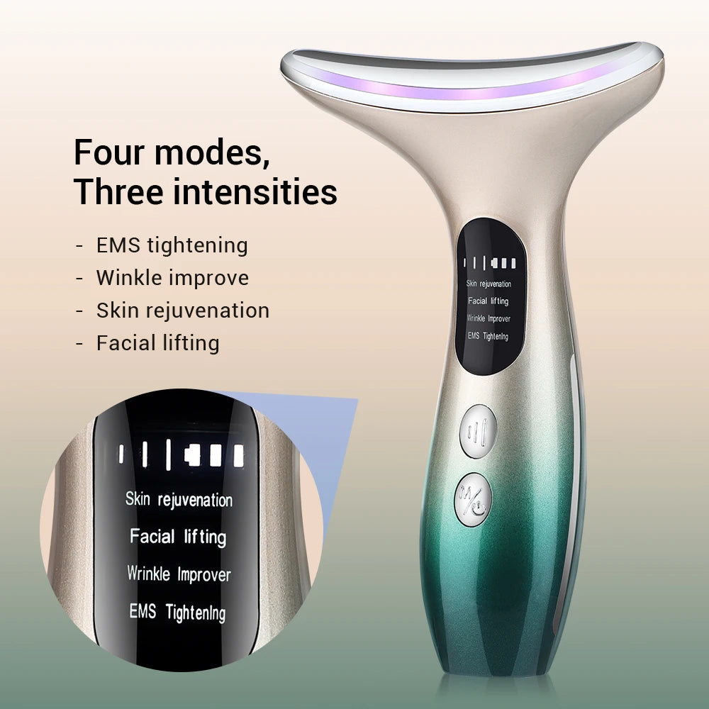 EMS Facial Lifting-Neck Face Beauty Device 3 Colors Led Photon Therapy Anti Wrinkle Double Chin Remover Skin Care Tools