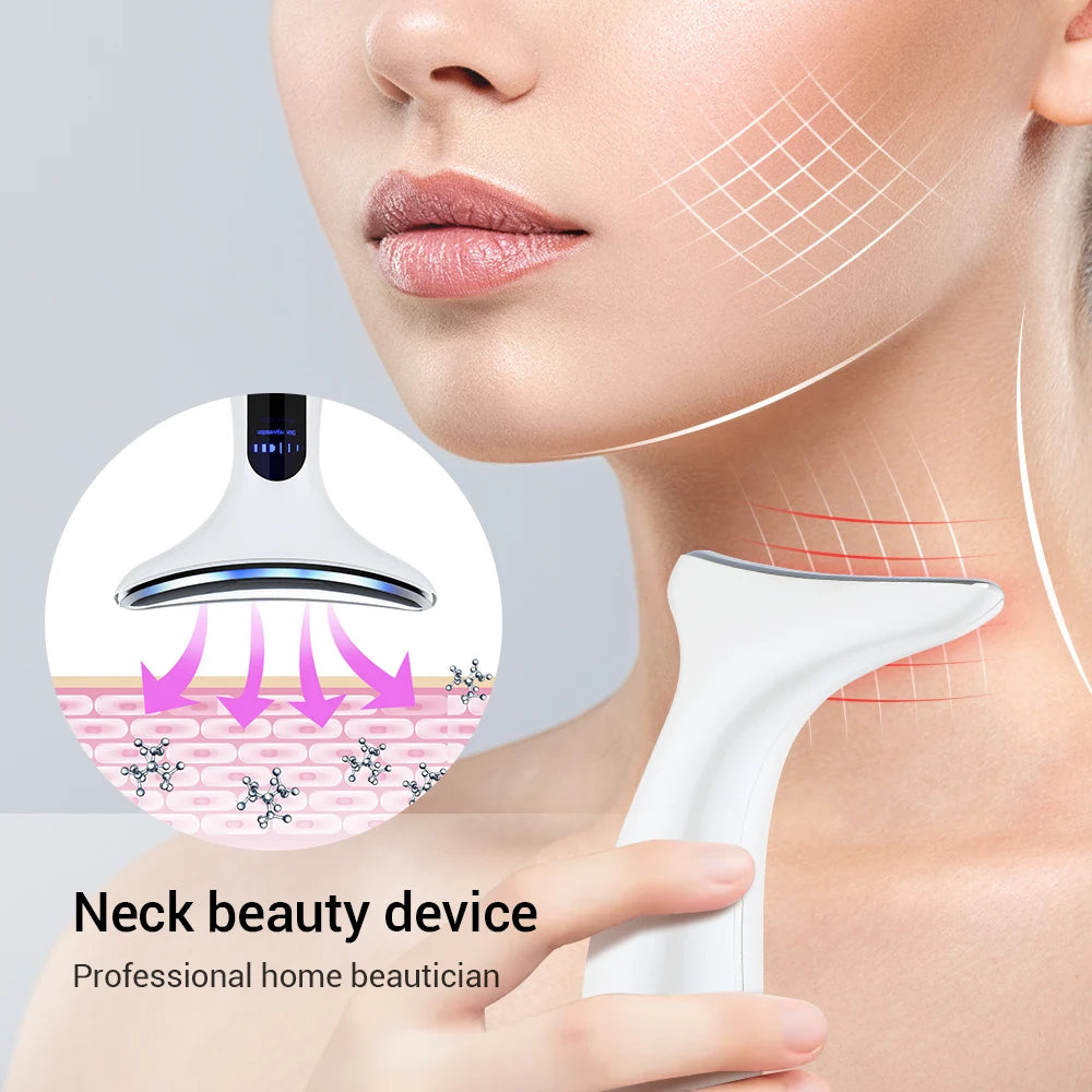 EMS Facial Lifting-Neck Face Beauty Device 3 Colors Led Photon Therapy Anti Wrinkle Double Chin Remover Skin Care Tools