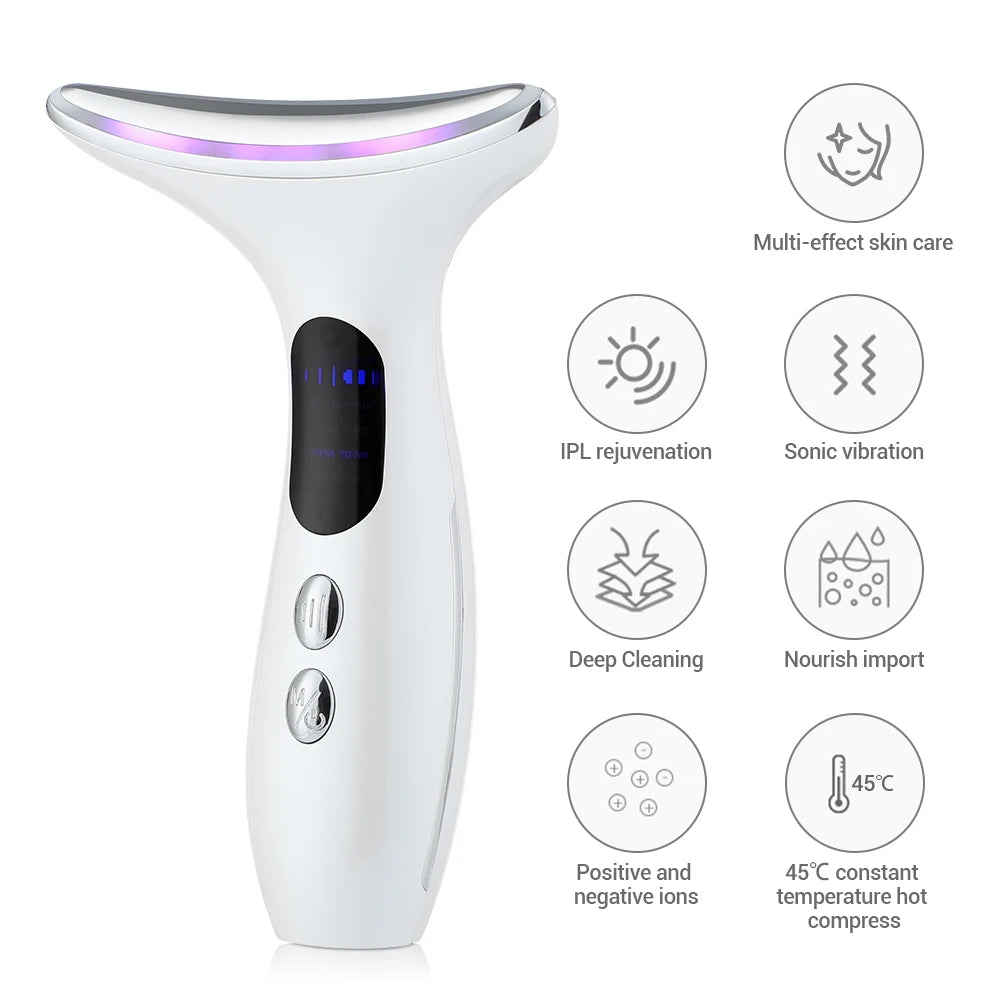 EMS Facial Lifting-Neck Face Beauty Device 3 Colors Led Photon Therapy Anti Wrinkle Double Chin Remover Skin Care Tools