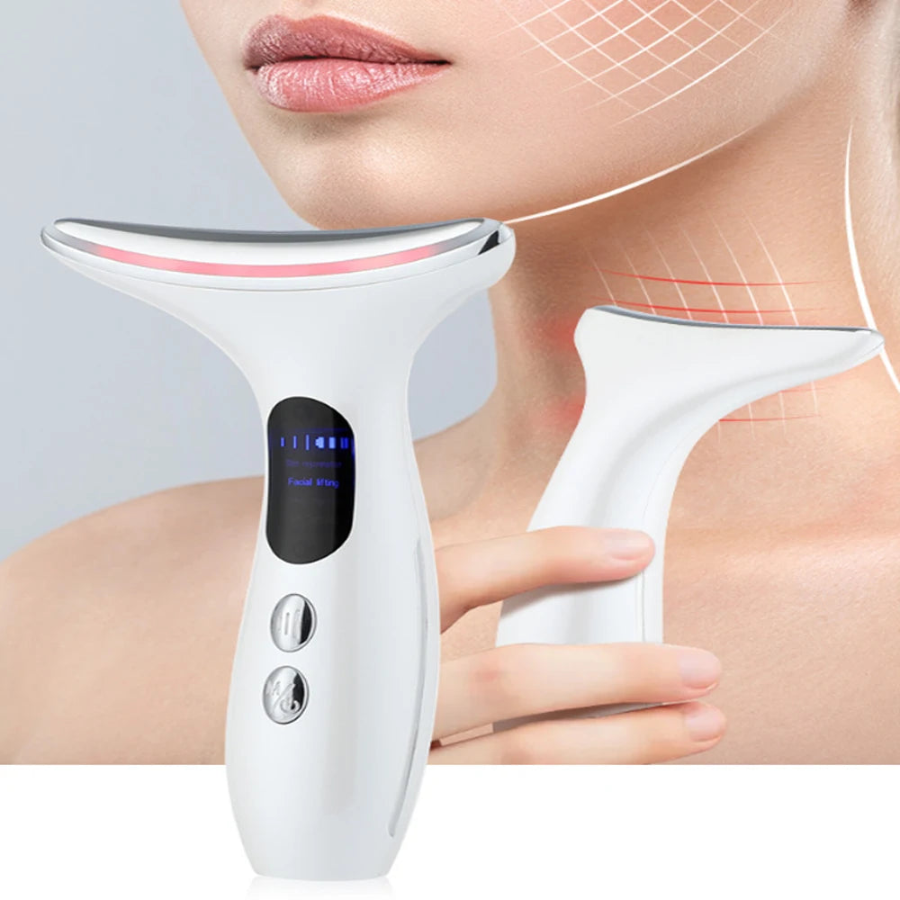 EMS Facial Lifting-Neck Face Beauty Device 3 Colors Led Photon Therapy Anti Wrinkle Double Chin Remover Skin Care Tools