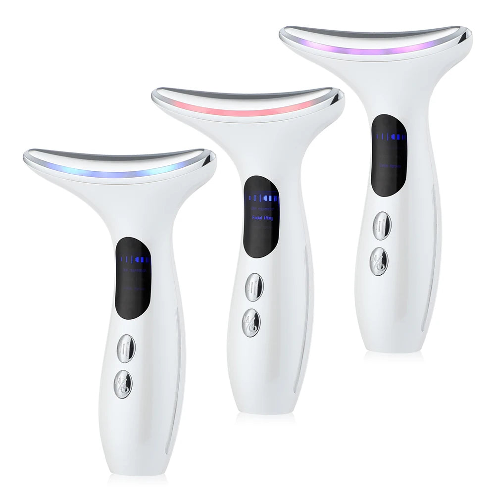 EMS Facial Lifting-Neck Face Beauty Device 3 Colors Led Photon Therapy Anti Wrinkle Double Chin Remover Skin Care Tools